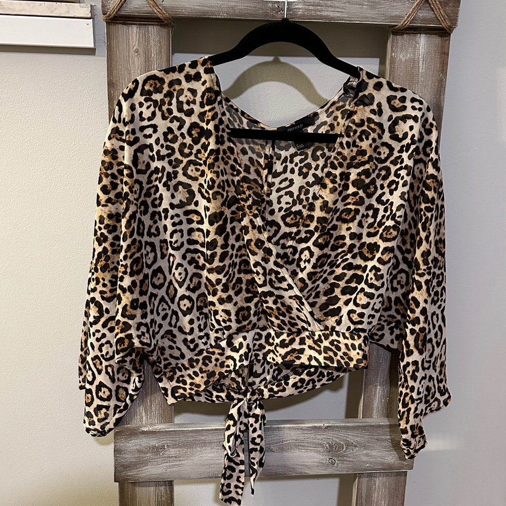 Forever21 Cheetah Print V-Neck Blouse